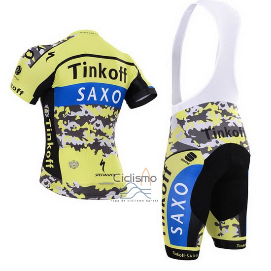 Tinkoff Saxo Bank Ropa Ciclismo Culotte Corto 2015 Mangas Cortas Negro y AMarillo